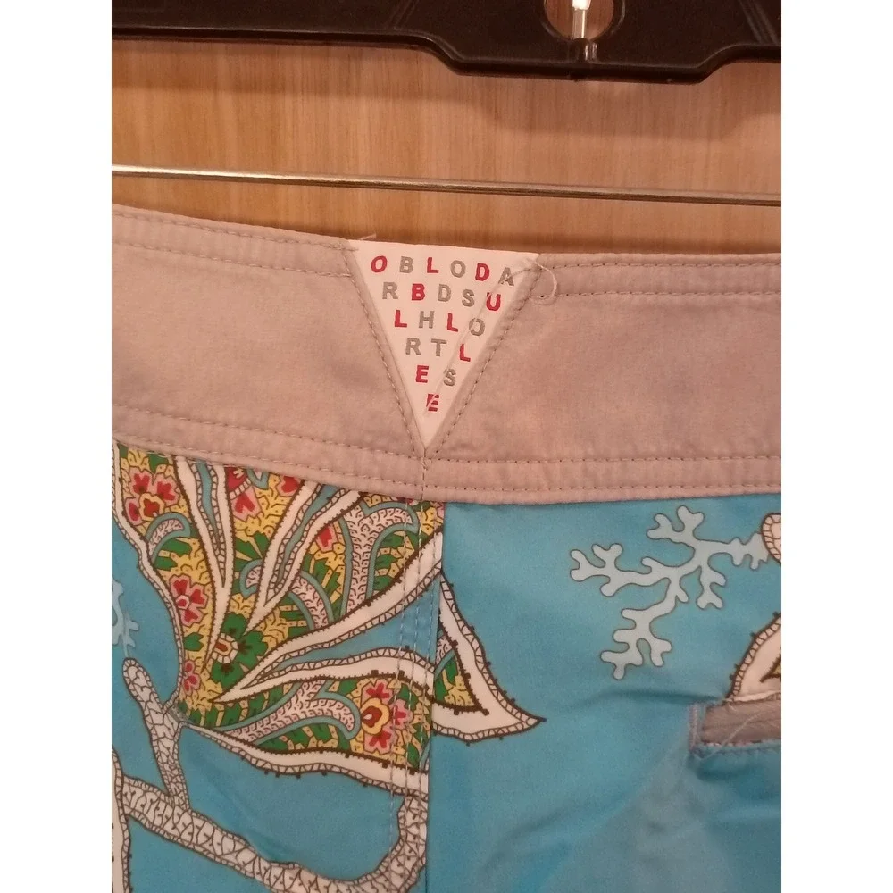Old Bull Lee Mens Board Shorts Size 36 Blue Floral Coral Surf Trunks California